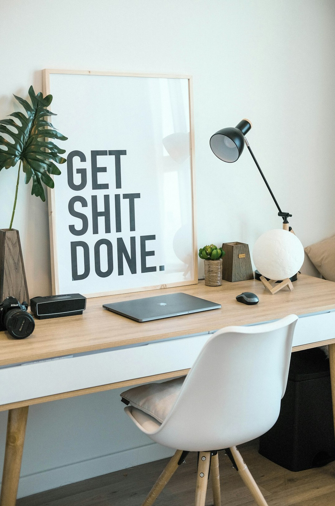 inspirational workspace with plants